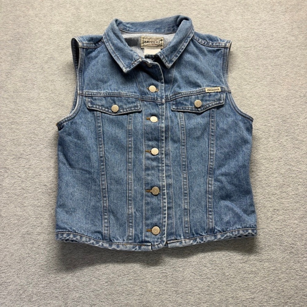Vintage Arizona Vest Womens Medium Blue Collared Medium Wash Denim